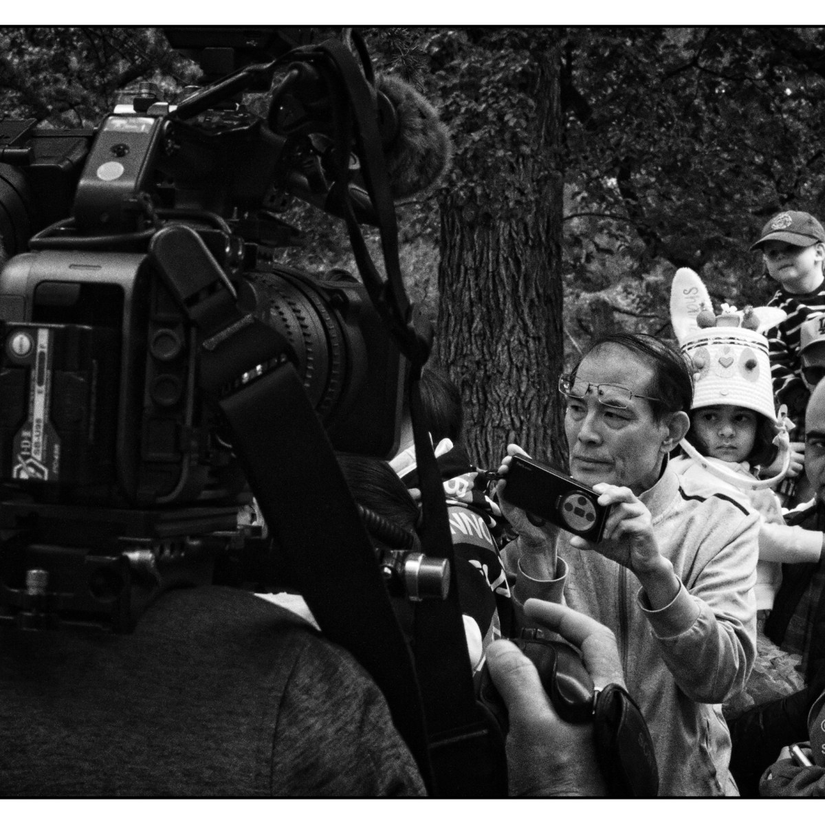 Through the lens.